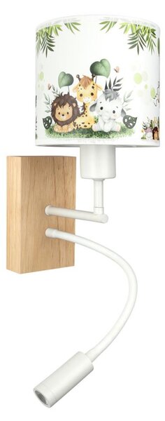 Brilagi - LED Flex lampa BOBO WOOD 1xE27/25W/230V + LED/3W dub/biela/zelená/džungľa