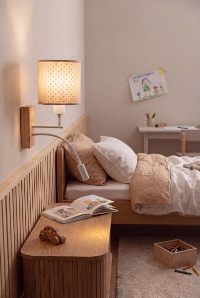 Brilagi - LED Flex. lampa BOBO WOOD 1xE27/25W/230V + LED/3W dubová/biela/béžová/bodkovaná