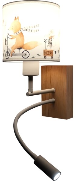 Brilagi - flexibilná LED lampa BOBO WOOD 1xE27/25W/230V + LED/3W dub/biela/zvieratká