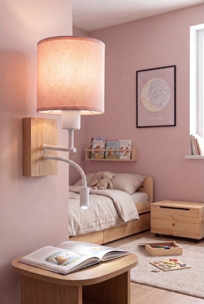 Brilagi - LED flexibilná lampa BOBO WOOD 1xE27/25W/230V + LED/3W dub/biela/ružová