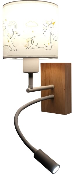 Brilagi - LED flexibilná lampa BOBO WOOD 1xE27/25W/230V + LED/3W dub/biela/jednorožce