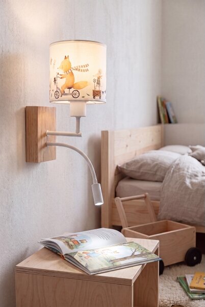Brilagi - flexibilná LED lampa BOBO WOOD 1xE27/25W/230V + LED/3W dub/biela/zvieratká