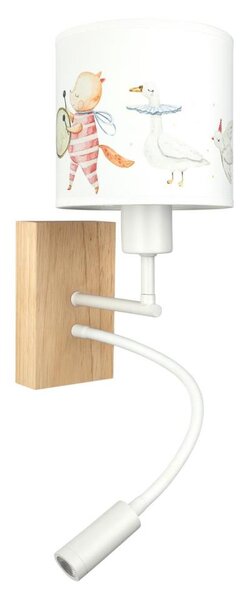 Brilagi - LED Flex. lampa BOBO WOOD 1xE27/25W/230V + LED/3W dub/biela/zvieratká