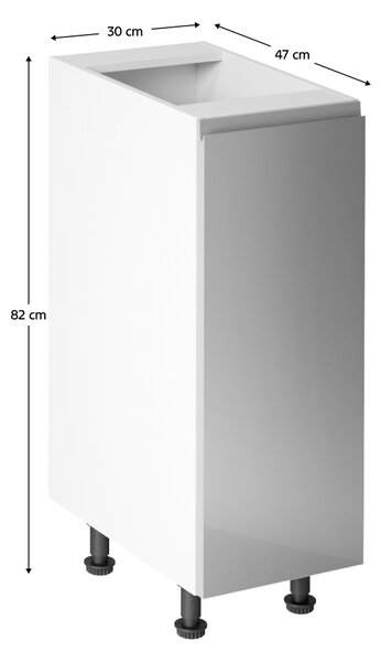 KONDELA Spodná skrinka, biela/sivá extra vysoký lesk, pravá, AURORA D30
