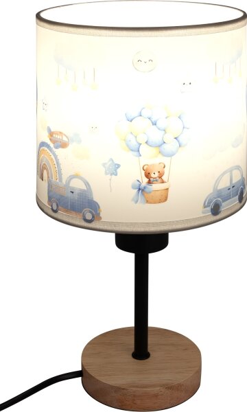 Brilagi - Stolná lampa BOBO WOOD 1xE27/25W/230V dub/čierna/biela/modrá/medvedíky