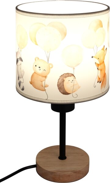 Brilagi - Stolná lampa BOBO WOOD 1xE27/25W/230V dub/čierna/biela/zvieratká