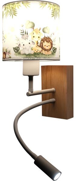 Brilagi - LED Flex lampa BOBO WOOD 1xE27/25W/230V + LED/3W dub/biela/zelená/džungľa