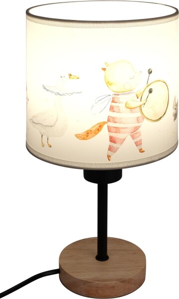 Brilagi - Stolná lampa BOBO WOOD 1xE27/25W/230V dub/čierna/biela/zvieratká