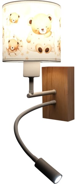 Brilagi - LED flexibilná lampa BOBO WOOD 1xE27/25W/230V + LED/3W dub/biela/medvedíky
