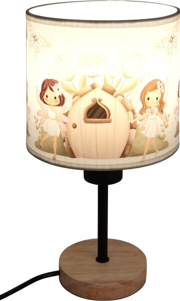 Brilagi - Stolová lampa BOBO WOOD 1xE27/25W/230V dub/čierna/biela/ružová/víly
