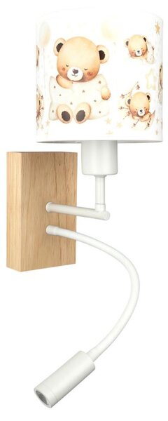 Brilagi - LED flexibilná lampa BOBO WOOD 1xE27/25W/230V + LED/3W dub/biela/medvedíky