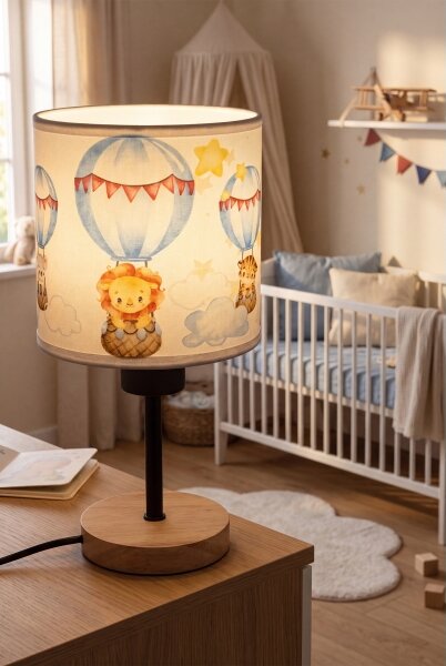 Brilagi - Stolná lampa BOBO WOOD 1xE27/25W/230V dub/čierna/biela/zvieratká