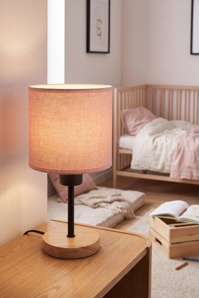 Brilagi - Stolná lampa BOBO WOOD 1xE27/25W/230V dub/čierna/ružová