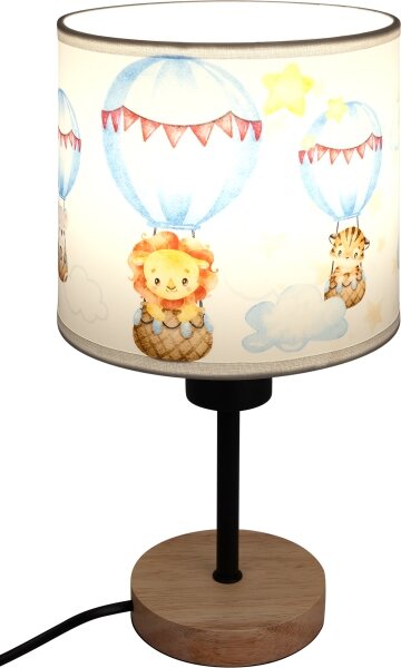 Brilagi - Stolná lampa BOBO WOOD 1xE27/25W/230V dub/čierna/biela/zvieratká