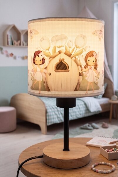 Brilagi - Stolová lampa BOBO WOOD 1xE27/25W/230V dub/čierna/biela/ružová/víly