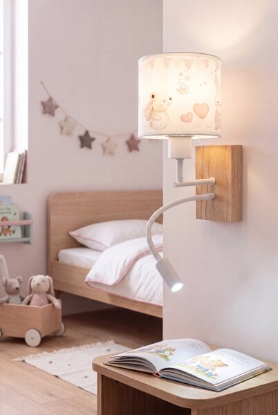 Brilagi - LED flexibilná lampa BOBO WOOD 1xE27/25W/230V + LED/3W dub/biela/krémová/kráľovská
