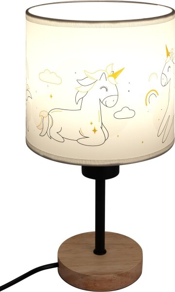 Brilagi - Stolová lampa BOBO WOOD 1xE27/25W/230V dub/čierna/biela/jednorožce