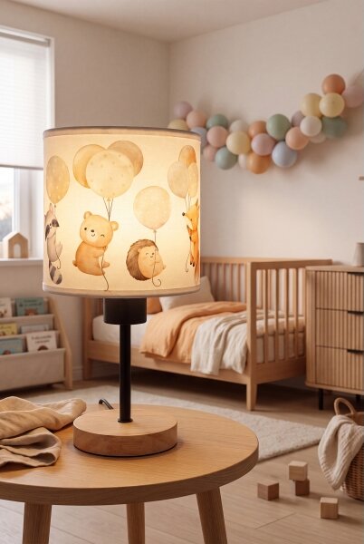 Brilagi - Stolná lampa BOBO WOOD 1xE27/25W/230V dub/čierna/biela/zvieratká