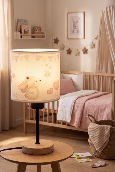Brilagi - Stolová lampa BOBO WOOD 1xE27/25W/230V dub/čierna/krémová/zajačiky