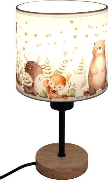 Brilagi - Stolná lampa BOBO WOOD 1xE27/25W/230V dub/čierna/biela/zvieratká