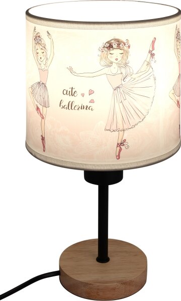 Brilagi - Stolná lampa BOBO WOOD 1xE27/25W/230V dub/čierna/biela/ružová/balerínky