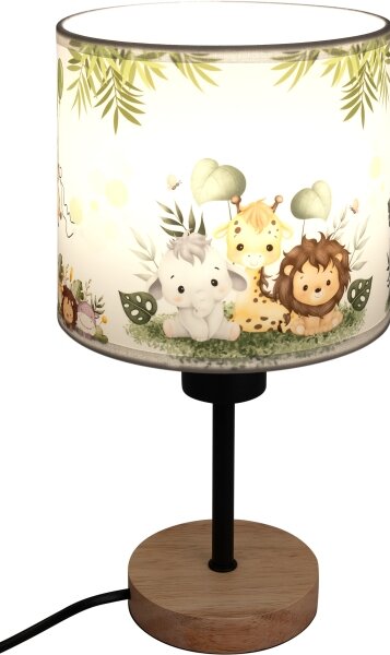 Brilagi - Stolná lampa BOBO WOOD 1xE27/25W/230V dub/čierna/biela/zelená/džungľa