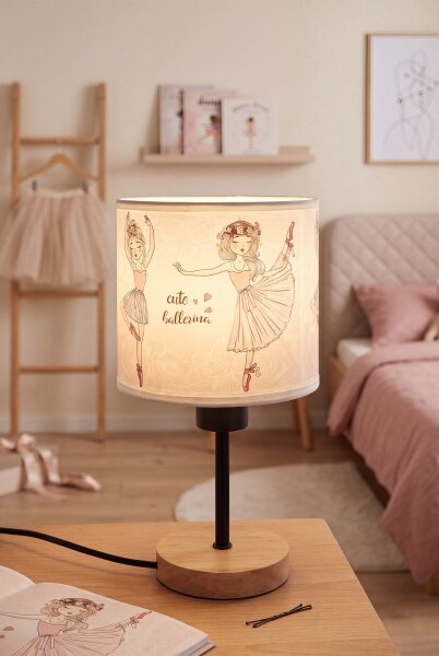 Brilagi - Stolná lampa BOBO WOOD 1xE27/25W/230V dub/čierna/biela/ružová/balerínky
