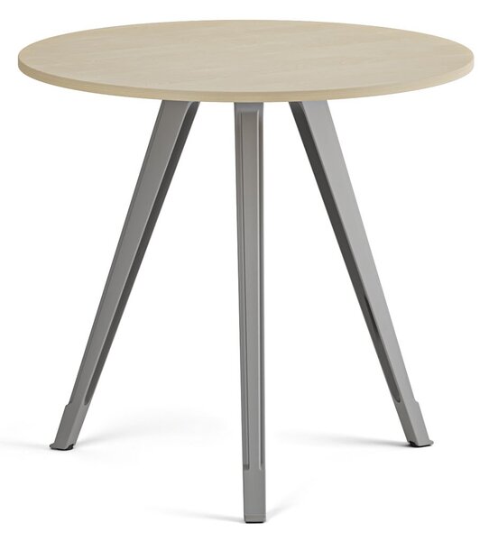Konferenčný stôl PRIMO ZEN, priemer 80 cm, sivostrieborná podnož, breza