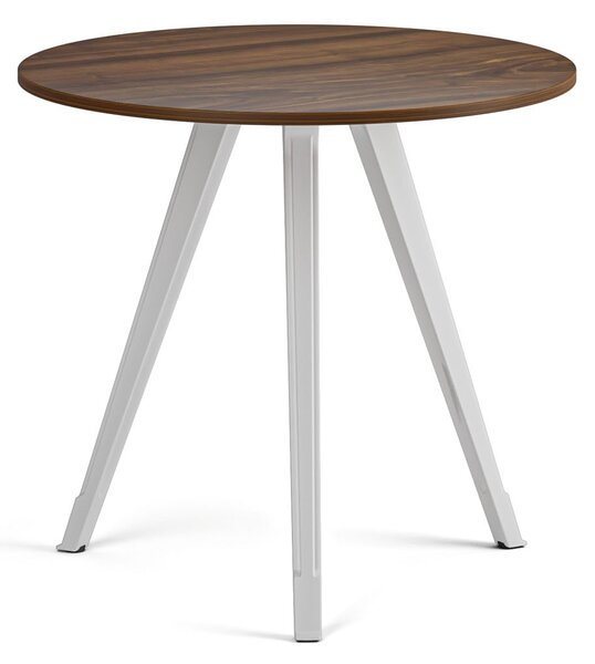 Konferenčný stôl PRIMO ZEN, priemer 80 cm, biela podnož, orech