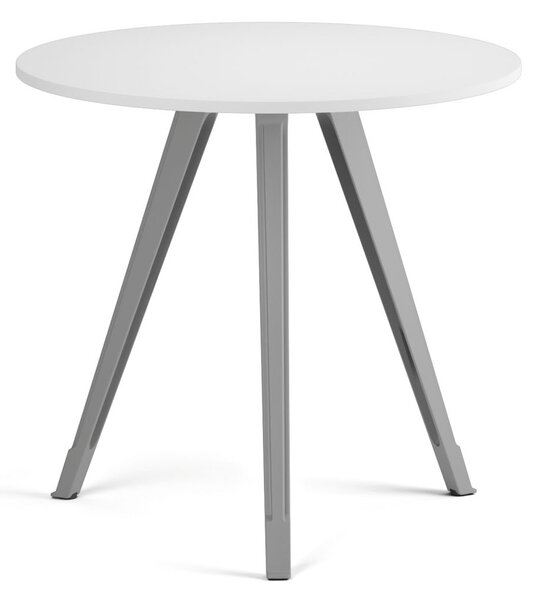 Konferenčný stôl PRIMO ZEN, priemer 80 cm, sivostrieborná podnož, biela