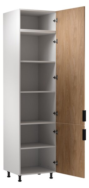 Vysoká kuchynská skriňa SALERNO - šírka 60 cm, biela / dub