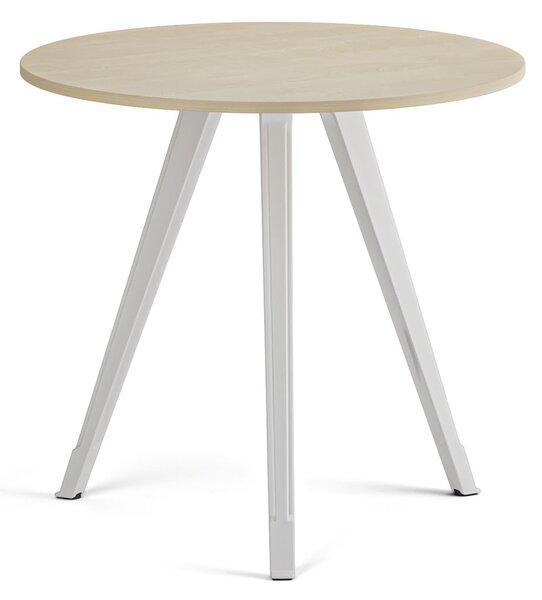 Konferenčný stôl PRIMO ZEN, priemer 80 cm, biela podnož, breza