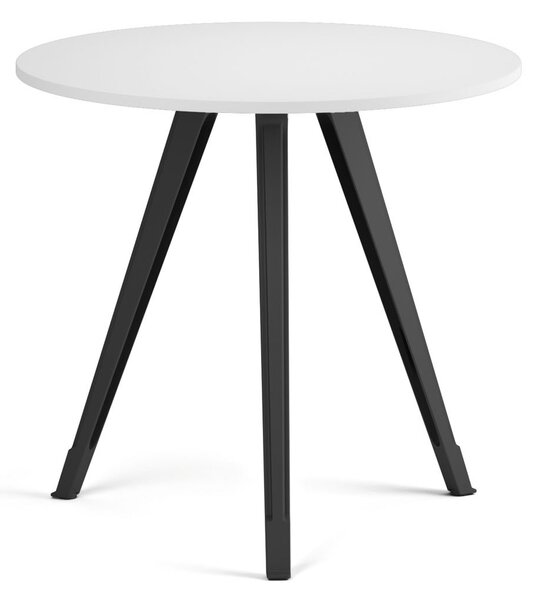 Konferenčný stôl PRIMO ZEN, priemer 80 cm, čierna podnož, biela