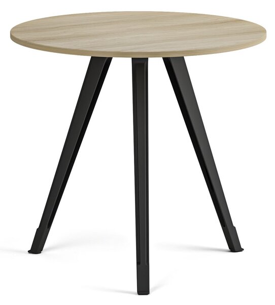 Konferenčný stôl PRIMO ZEN, priemer 80 cm, čierna podnož, dub prírodný