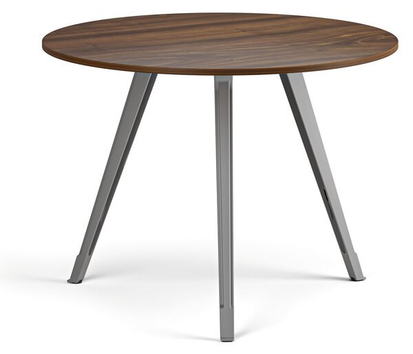 Konferenčný stôl PRIMO ZEN, priemer 100 cm, sivostrieborná podnož, orech