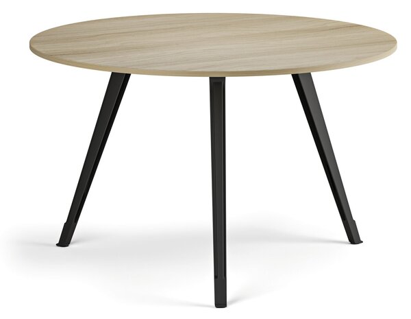 Konferenčný stôl PRIMO ZEN, priemer 120 cm, čierna podnož, dub prírodný