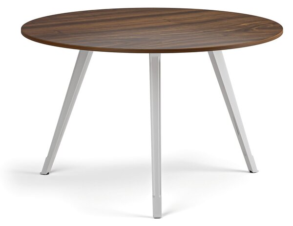 Konferenčný stôl PRIMO ZEN, priemer 120 cm, biela podnož, orech