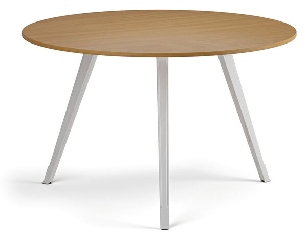 Konferenčný stôl PRIMO ZEN, priemer 120 cm, biela podnož, buk