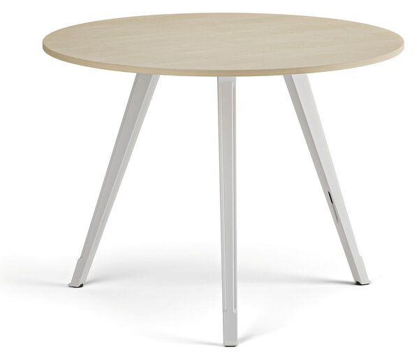 Konferenčný stôl PRIMO ZEN, priemer 100 cm, biela podnož, breza