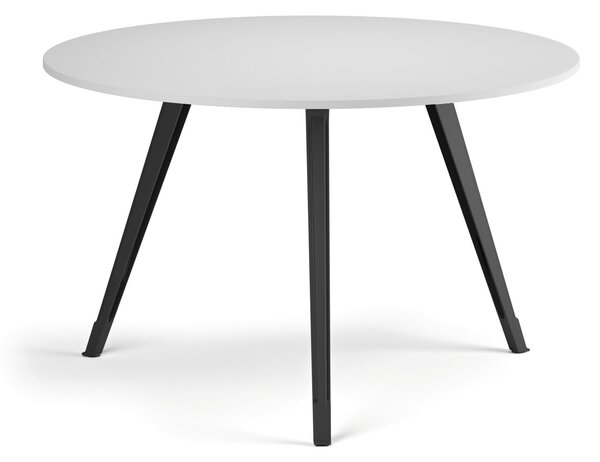 Konferenčný stôl PRIMO ZEN, priemer 120 cm, čierna podnož, biela
