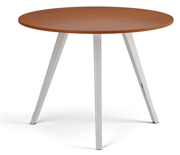 Konferenčný stôl PRIMO ZEN, priemer 100 cm, biela podnož, čerešňa