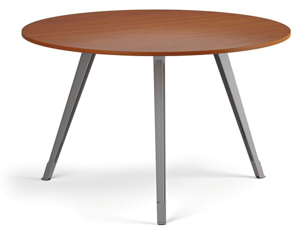 Konferenčný stôl PRIMO ZEN, priemer 120 cm, sivostrieborná podnož, čerešňa