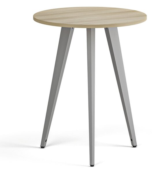 Konferenčný stôl PRIMO VIBE, priemer 60 cm, sivostrieborná podnož, dub prírodný