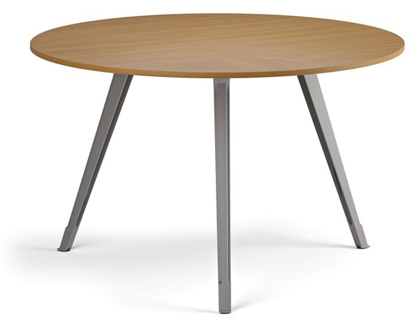Konferenčný stôl PRIMO ZEN, priemer 120 cm, sivostrieborná podnož, buk