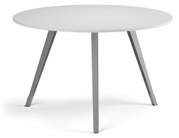 Konferenčný stôl PRIMO ZEN, priemer 120 cm, sivostrieborná podnož, biela