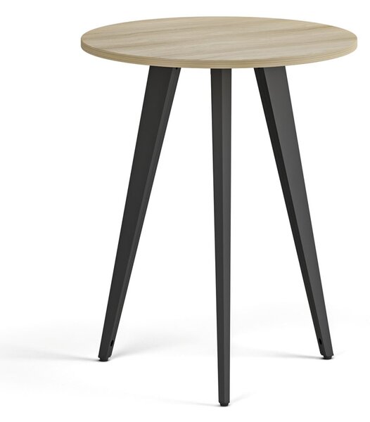 Konferenčný stôl PRIMO VIBE, priemer 60 cm, čierna podnož, dub prírodný