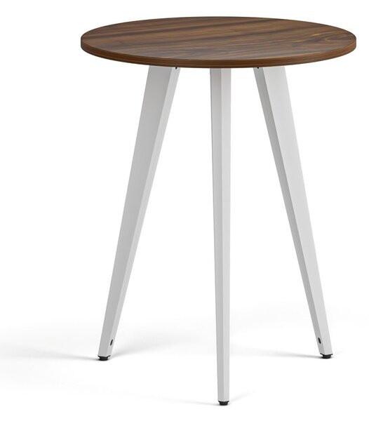 Konferenčný stôl PRIMO VIBE, priemer 60 cm, biela podnož, orech
