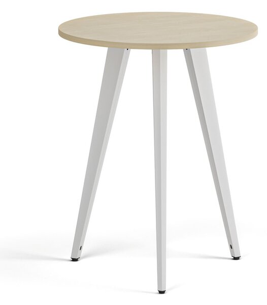 Konferenčný stôl PRIMO VIBE, priemer 60 cm, biela podnož, breza