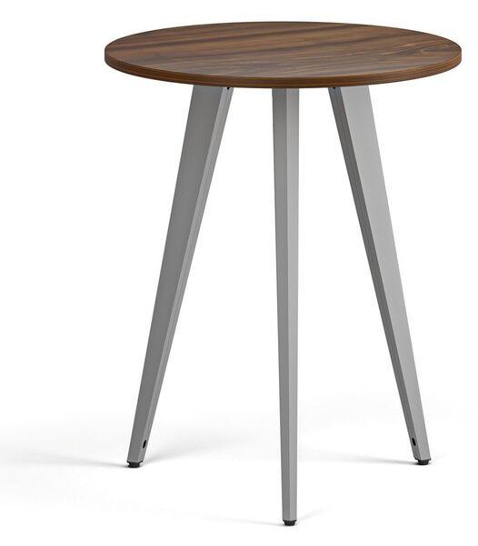 Konferenčný stôl PRIMO VIBE, priemer 60 cm, sivostrieborná podnož, orech
