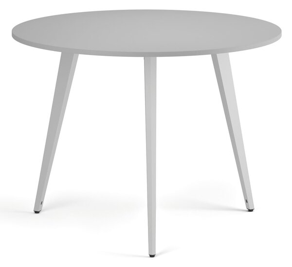 Konferenčný stôl PRIMO VIBE, priemer 100 cm, biela podnož, sivá